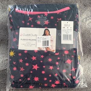 Cuddl Duds Starry Fleece Pajama Set - Pink and Yellow on Navy